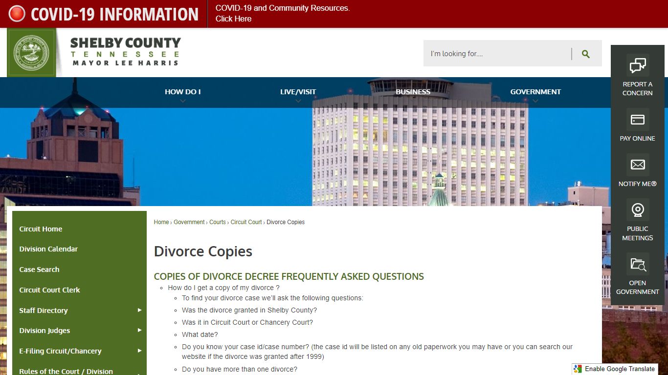 Divorce Copies | Shelby County, TN - Official Website