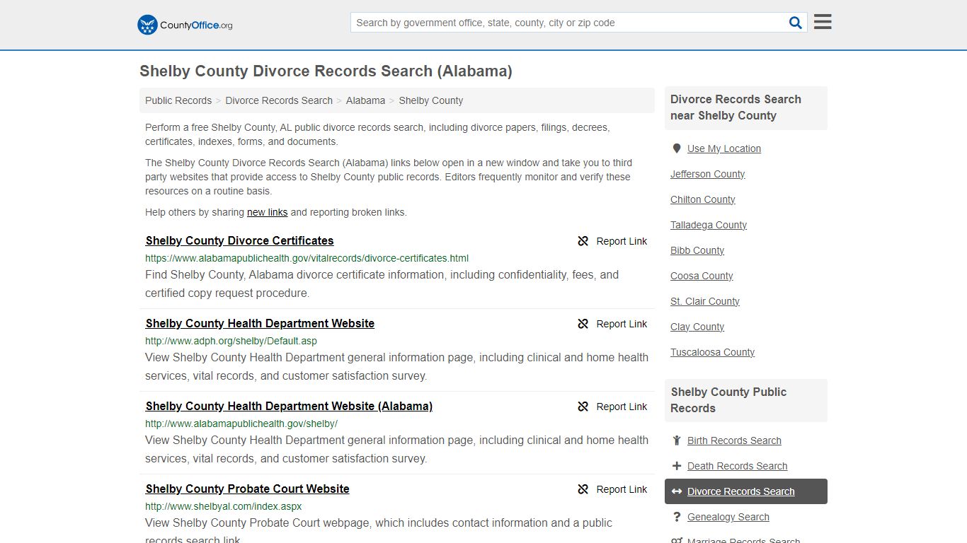 Shelby County Divorce Records Search (Alabama) - County Office